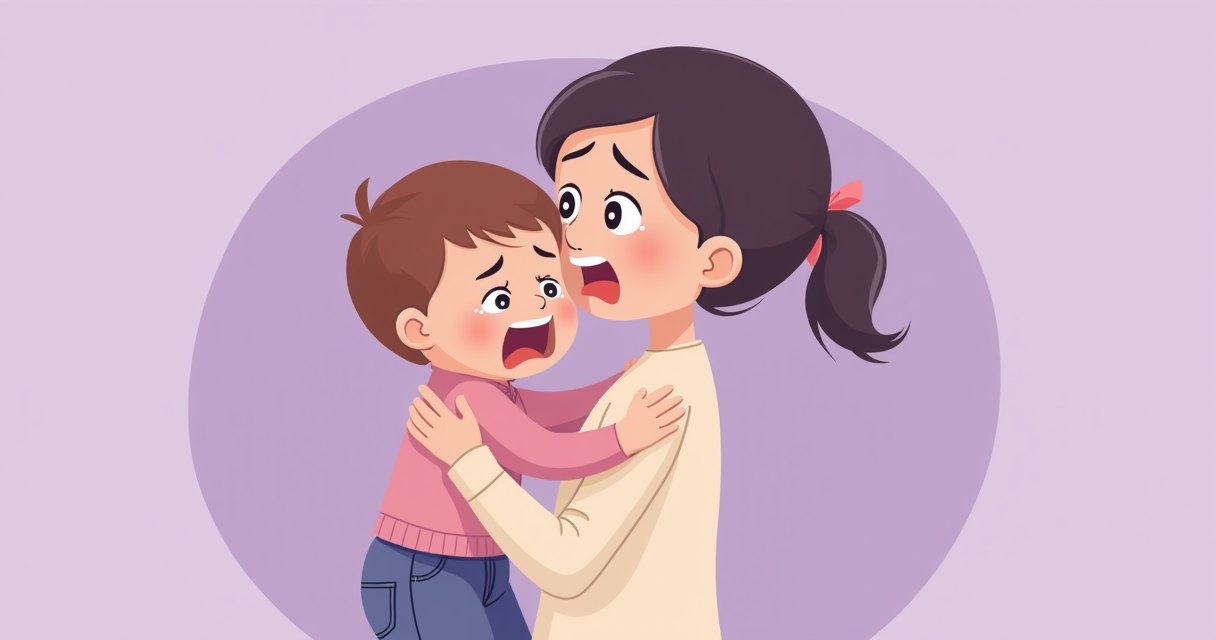 哭泣的幼兒被大人溫柔擁抱接住情緒