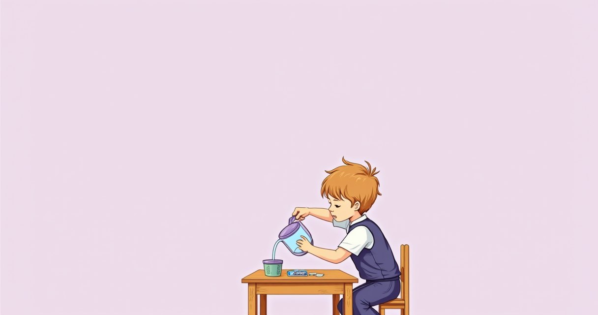 孩子專注地自己倒水練習日常生活