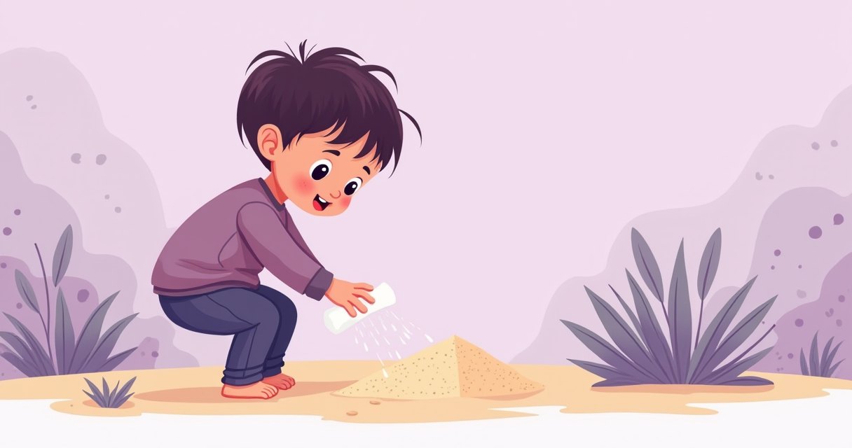 孩子在沙坑與水中探索玩耍